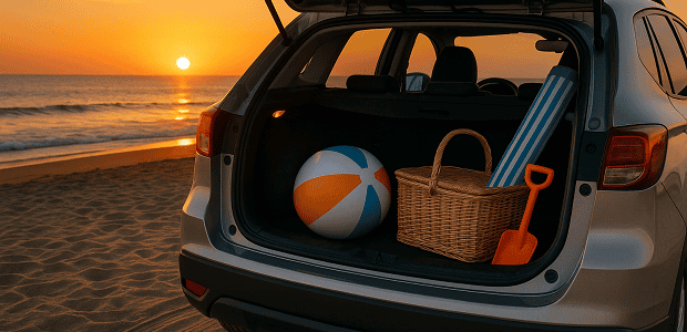 samochód nad morzem