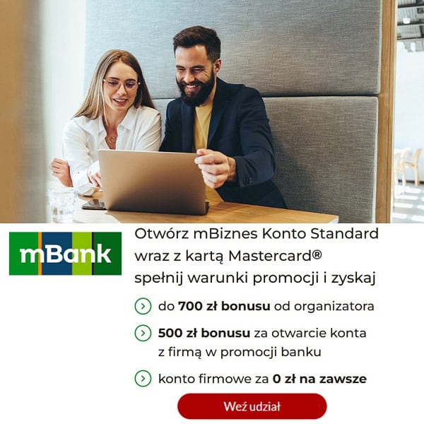 mBank konto firmowe za 0 zł na zawsze