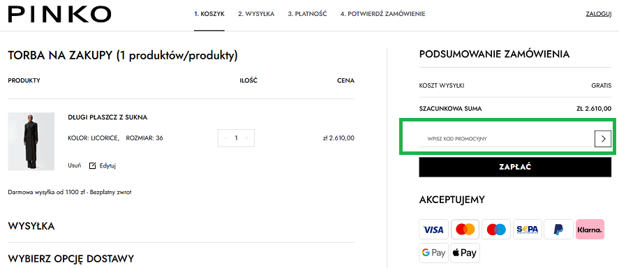 kod promocyjny Pinko