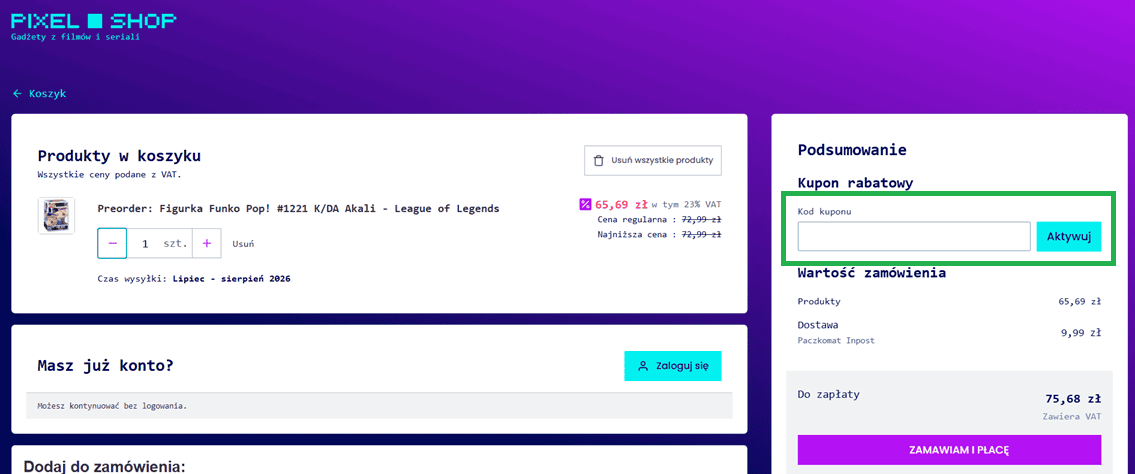 Pixel Shop kod rabatowy