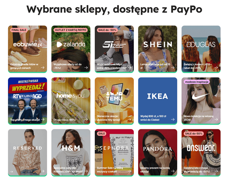 sklepy dostępne z PayPo